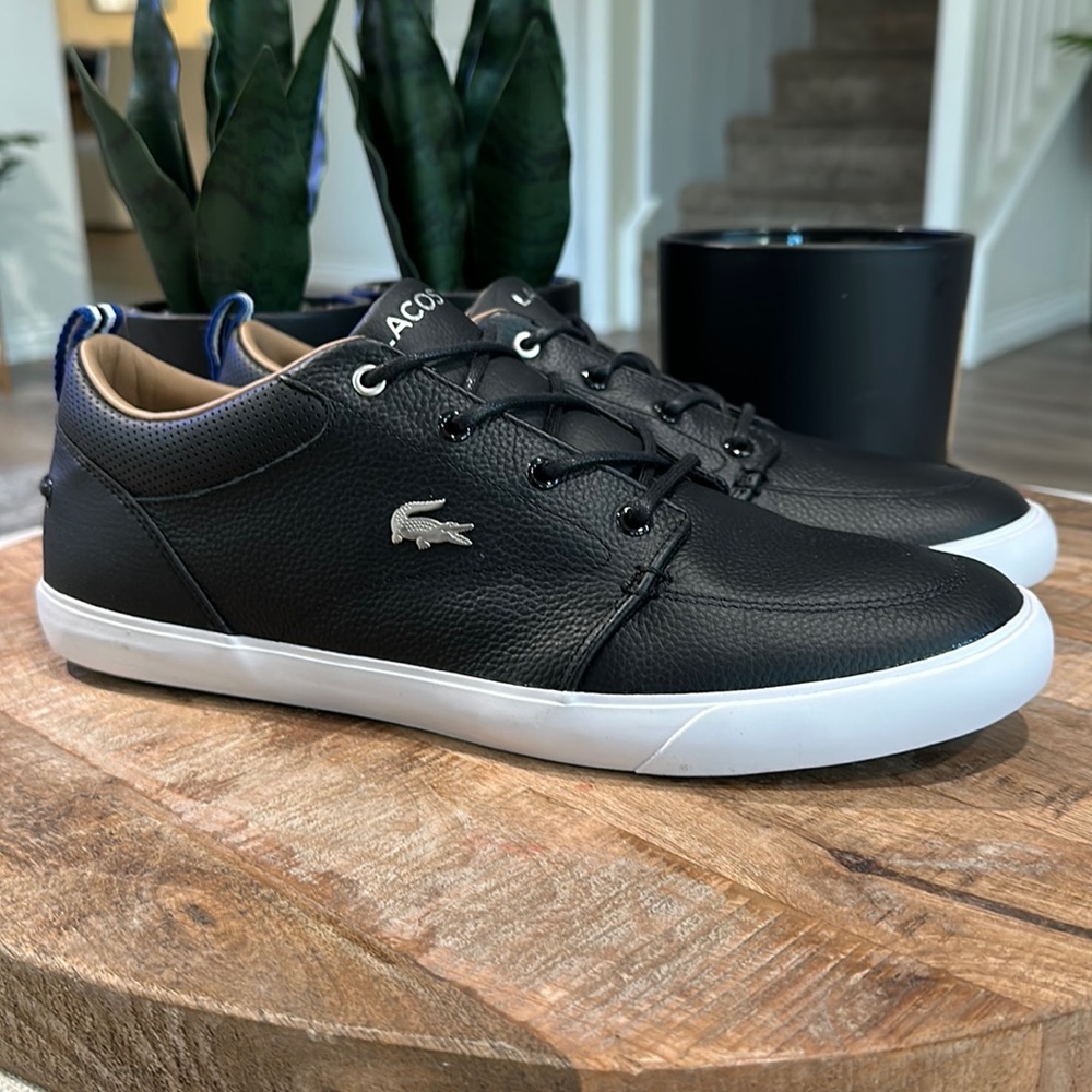 Lacoste Black Leather Sneakers Men’s Size 10